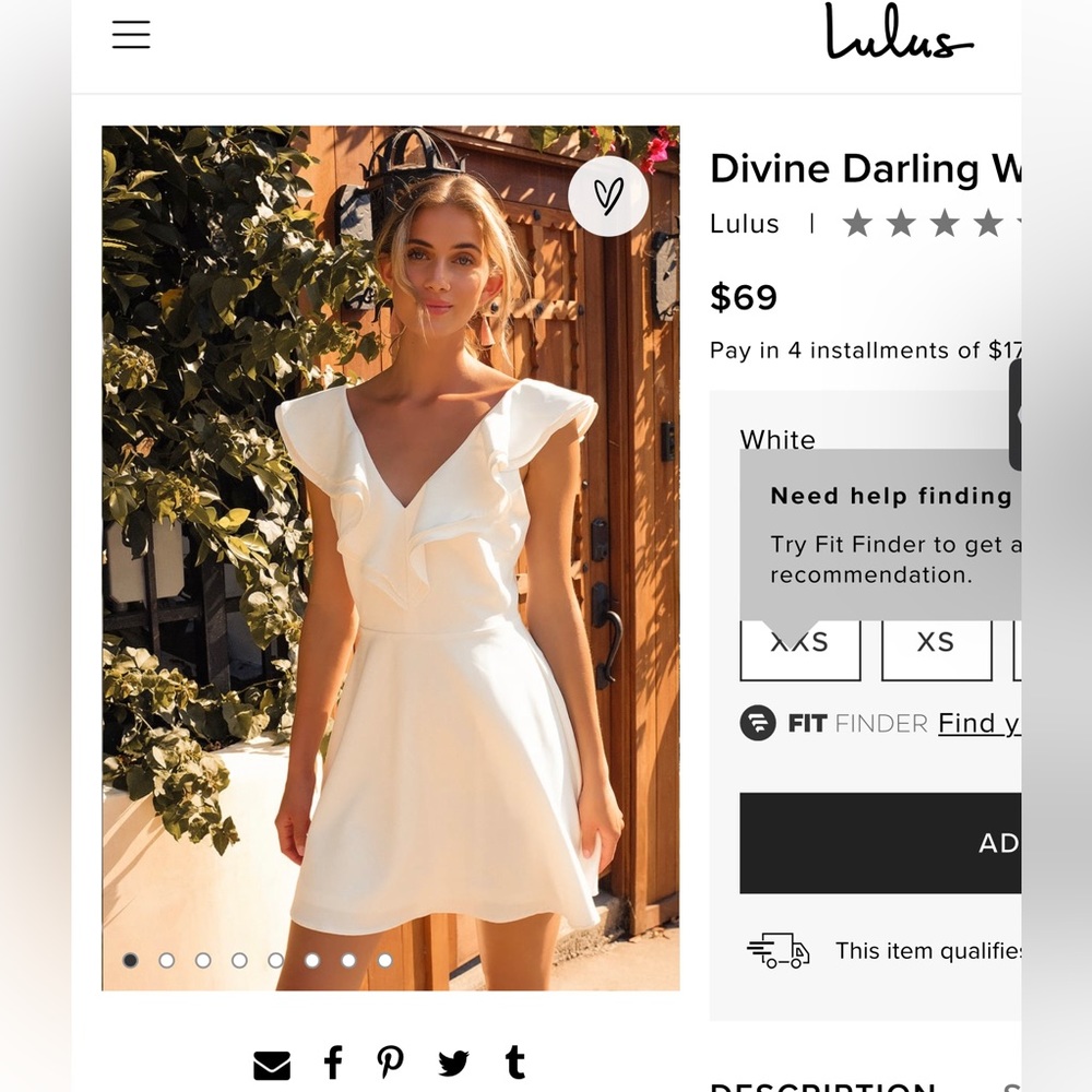 Lulus White mini dress